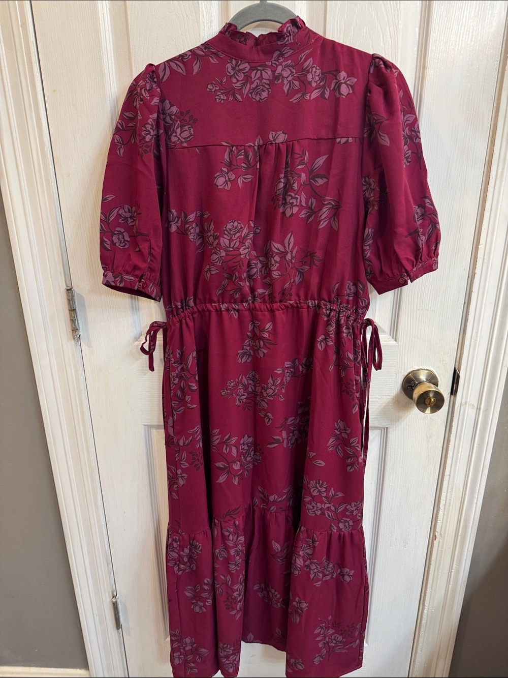 Sugarlips Wine-berry Floral Pintuck Midi Dress - Picture 3 of 5